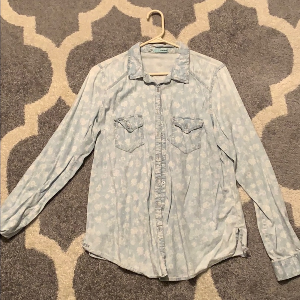 Button-down flowered flannel